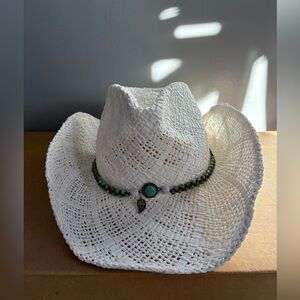 White Straw Cowgirl Hat
